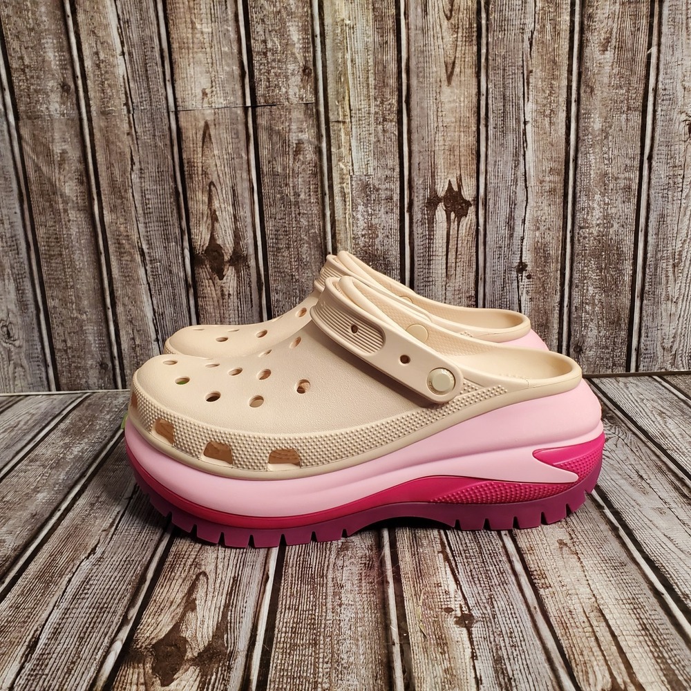 Crocs Mega Crush Matte Platform Clogs 210749-209 Womens 11 Mens 9 Beige Pink - Picture 2 of 12